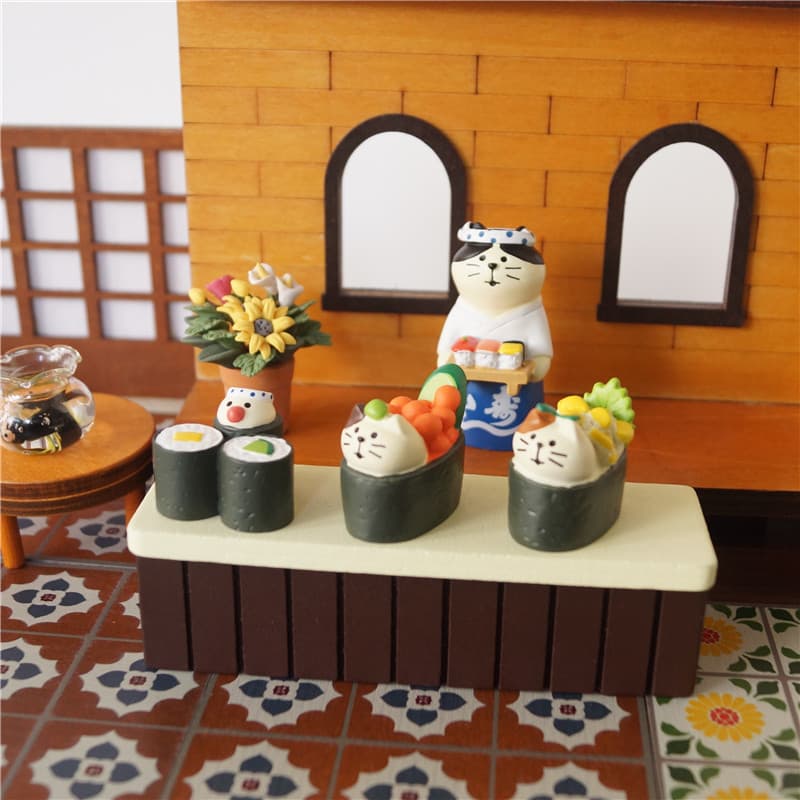 Gato mantimentos Gourmet invencível japonês Sushi restaurante elementos comida brinquedos Micro cena pequenos ornamentos