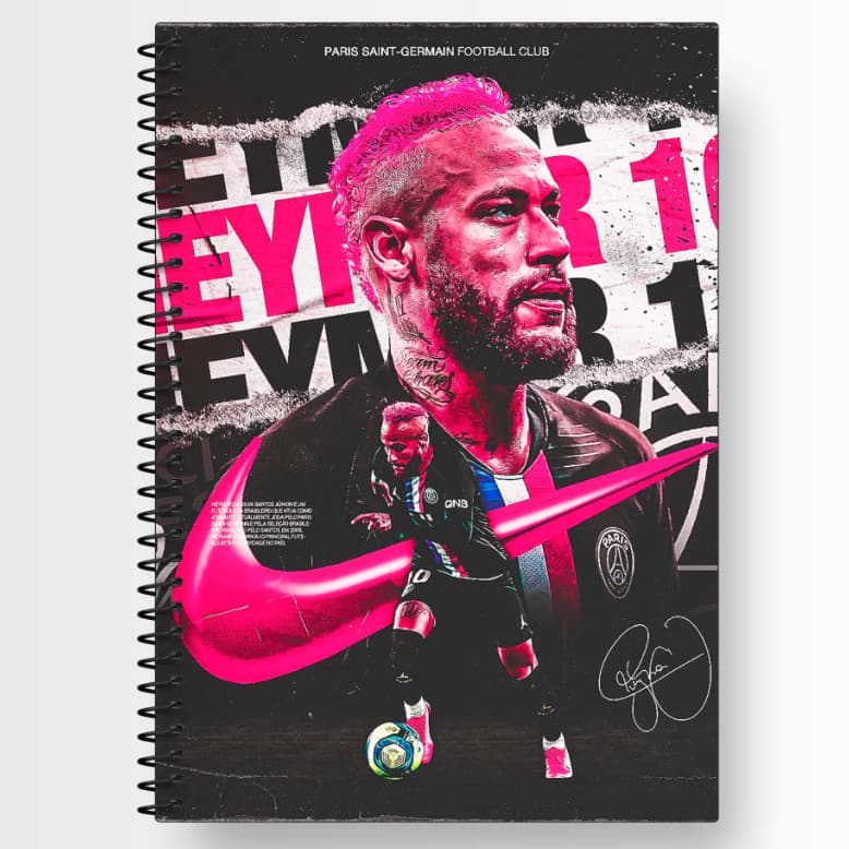Caderno Neymar Personalizado Capa Dura Futebol 1,10 e 20 Matérias