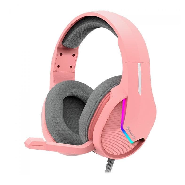 Headset Gamer Marvo H8618, RGB, Drivers 50mm, Rosa, H8618-PK