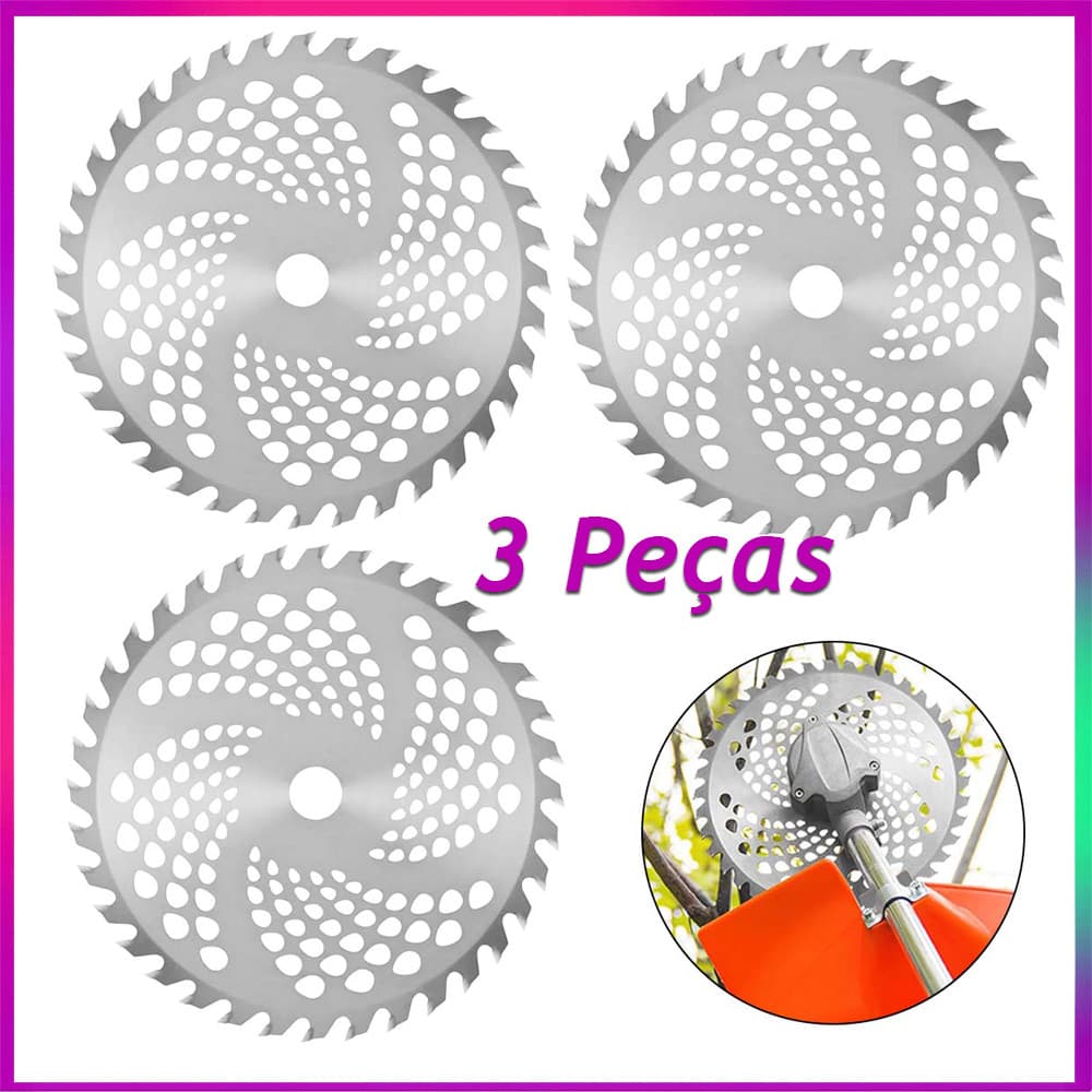 Kit 3 peças Lâmina Corte Disco Discos Para Roçadeira Com 40 Dentes Conjunto