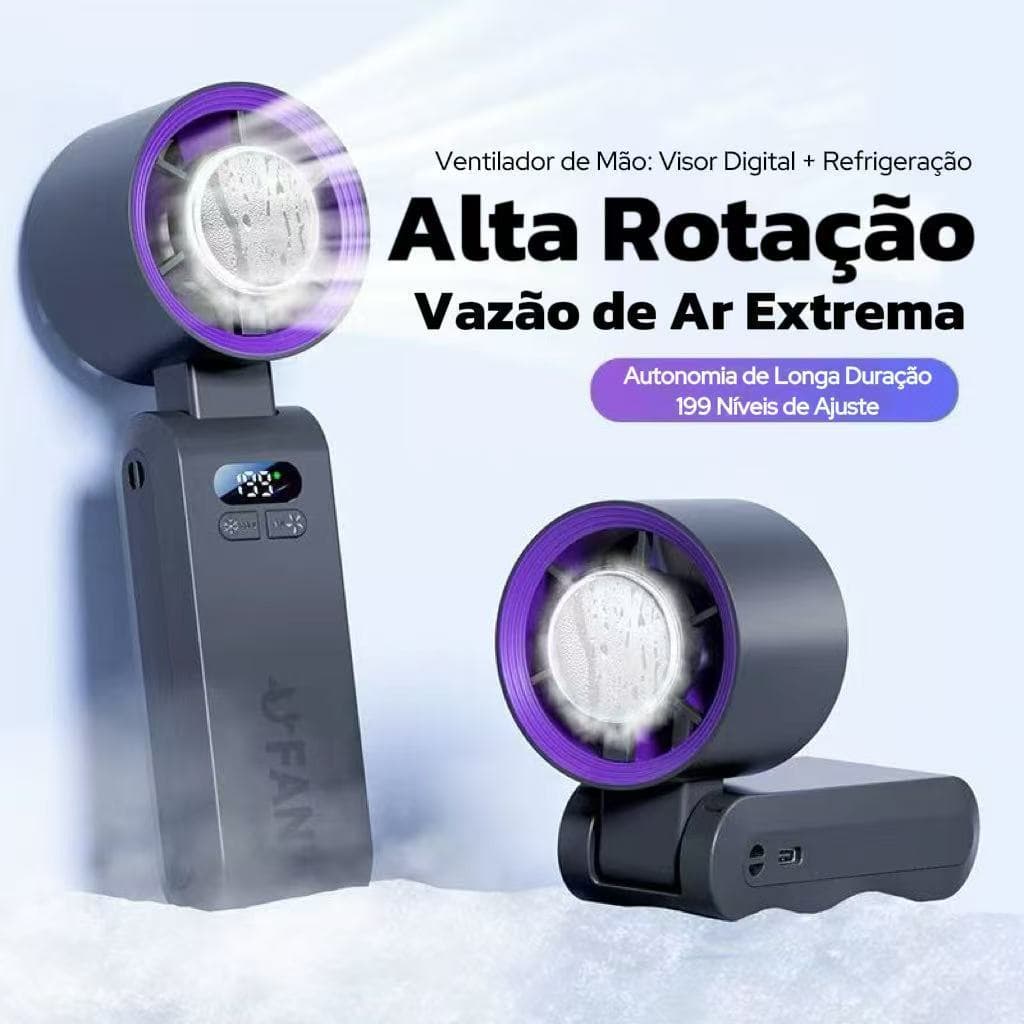 Ventilador Portátil 2025 com Geladeira - Frio Real, Uso em Pescoço e Mãos, 10h de Uso e Dobrável