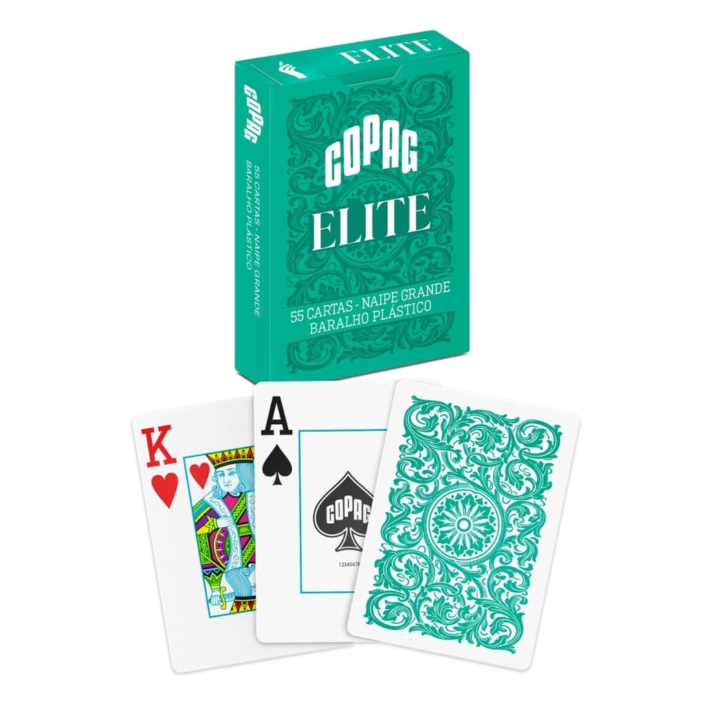 Baralho Plástico Elite Verde Copag 55 Cartas Naipe Grande VR