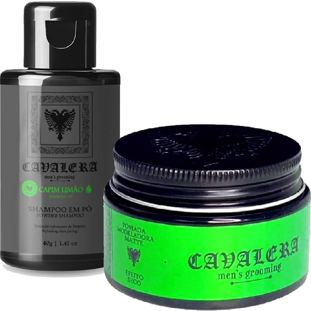 Kit Cavalera Shampoo Em Pó + Pomada Modeladora Efeito Matte