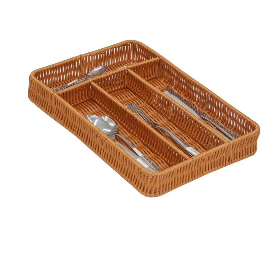 Porta Talher Rattan Retangular Plástico 4 Divisórias 34x24cm