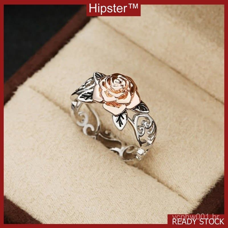 Anel Flor Folheado A Ouro 18k Vintage Prata 925