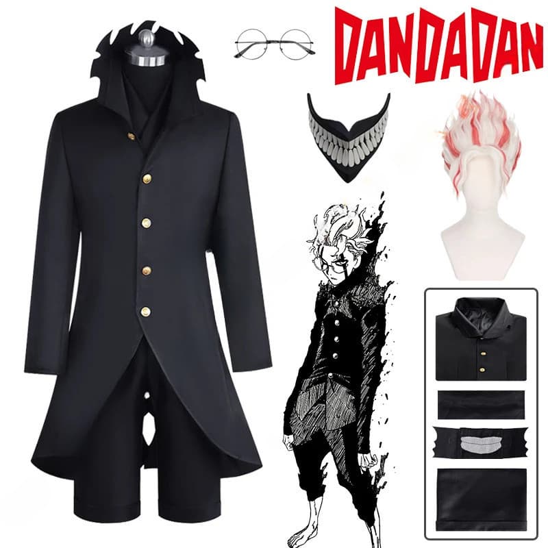Fantasia de Cosplay Anime Dadan Ken Takakura Okarun, Peruca, Máscara, Uniforme, Óculos, Momo Ayase, Festa de Halloween p