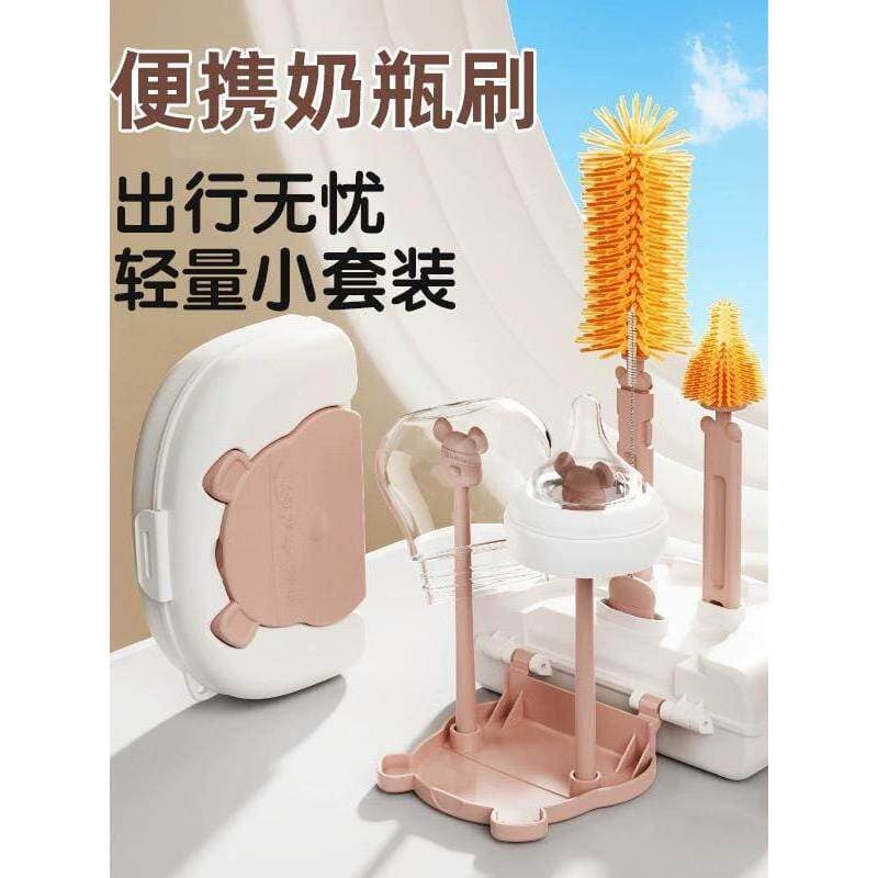 Escova de garrafa de silicone para bebê, escova portátil para mamilos, escova de silicone para lavagem de garrafas, esco