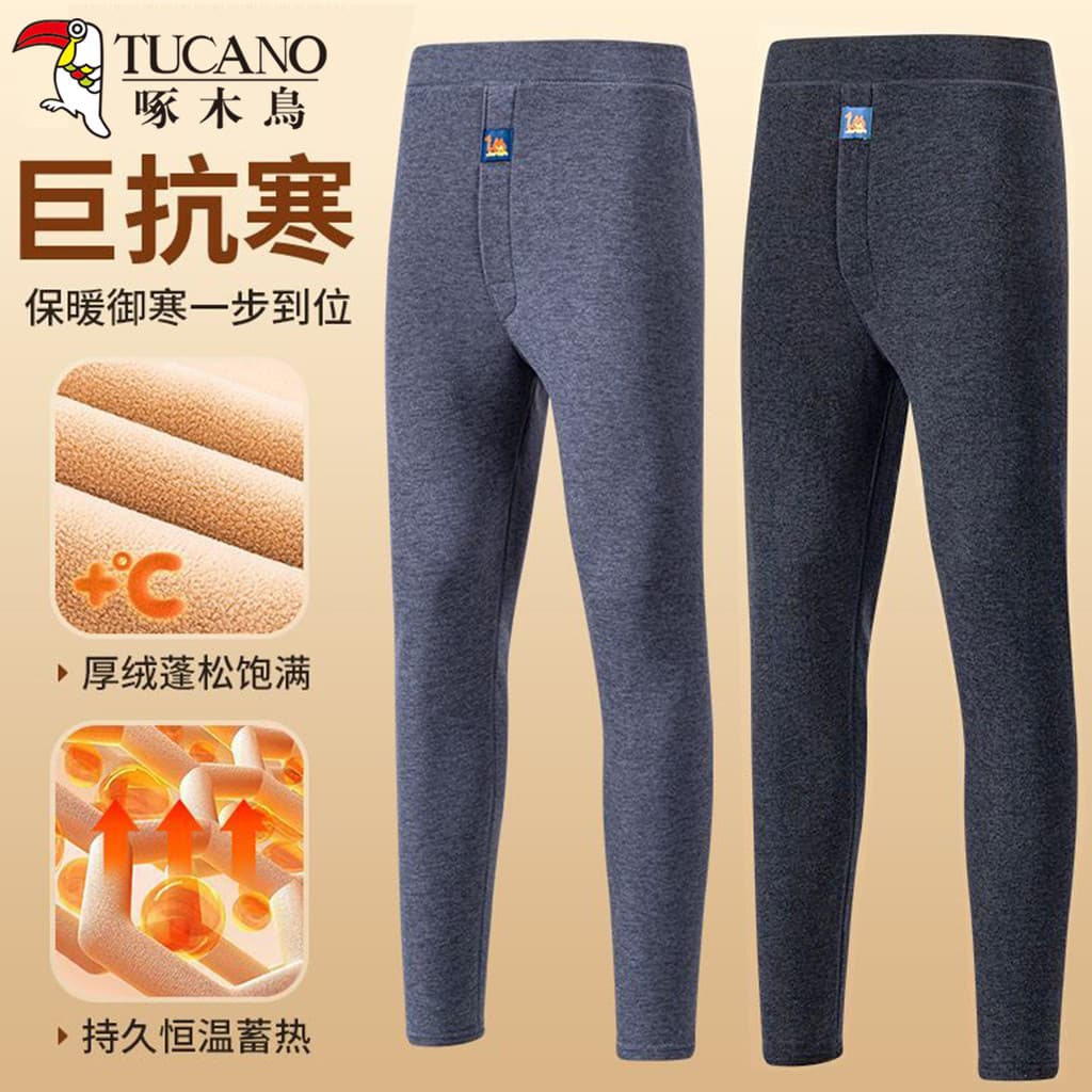 Pica-pau inverno masculino camelo veludo calças térmicas forro de lã engrossado auto-aquecimento antibacteriano térmico