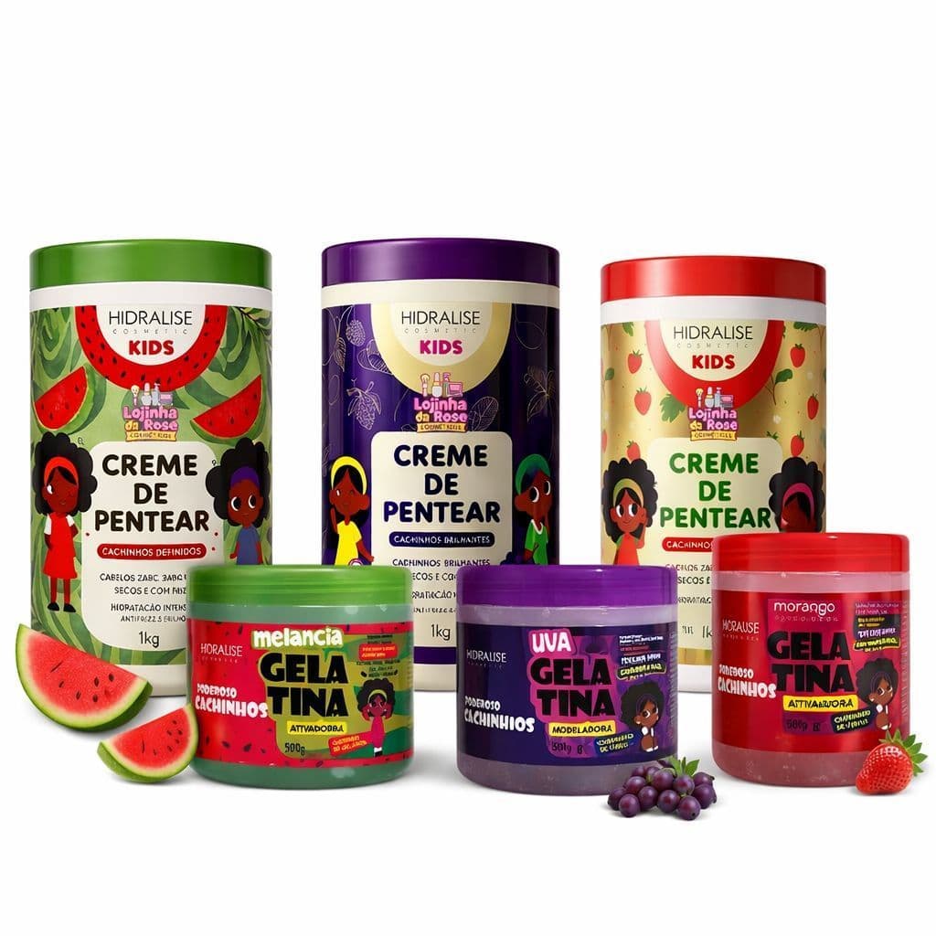 Kit Hidralise Kids Creme de Pentear + Gelatina Ativadora Cachos Infantil  Hidratação, Definição e Brilho