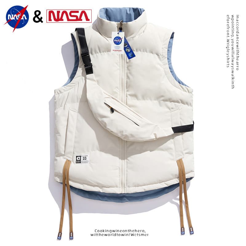 Nasa site oficial para baixo colete de algodão masculino feminino mesmo estilo outono inverno Casual esportes colete que