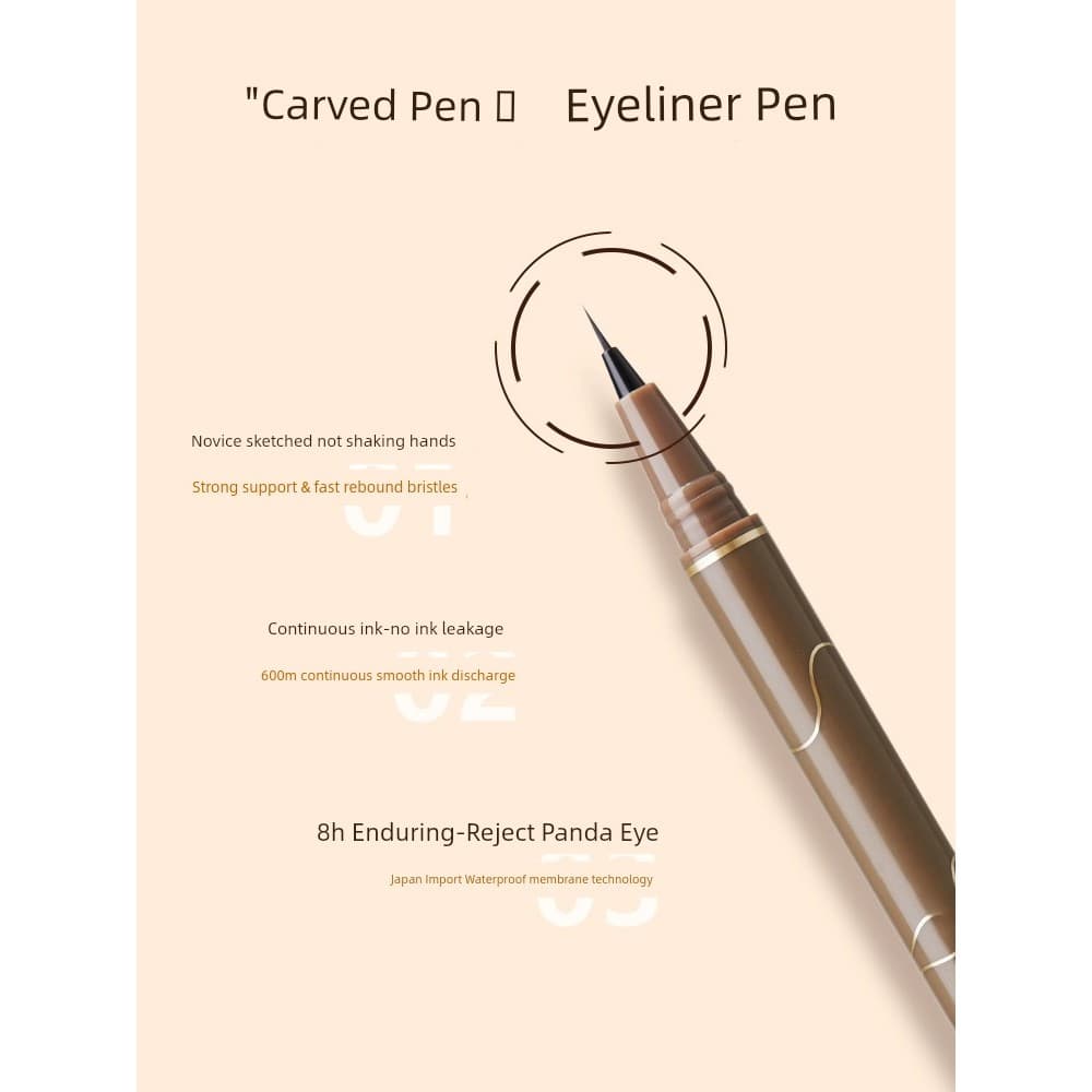 Delineador de olhos Longa duração 24h Delineador caneta Caneta delineadora líquida marrom ultrafina para cílios inferior