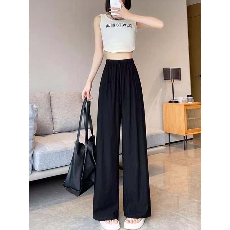 Yamamoto calças femininas primavera verão novo estilo estilo fino Drape pequena figura de seda gelo mais magro olhar pre