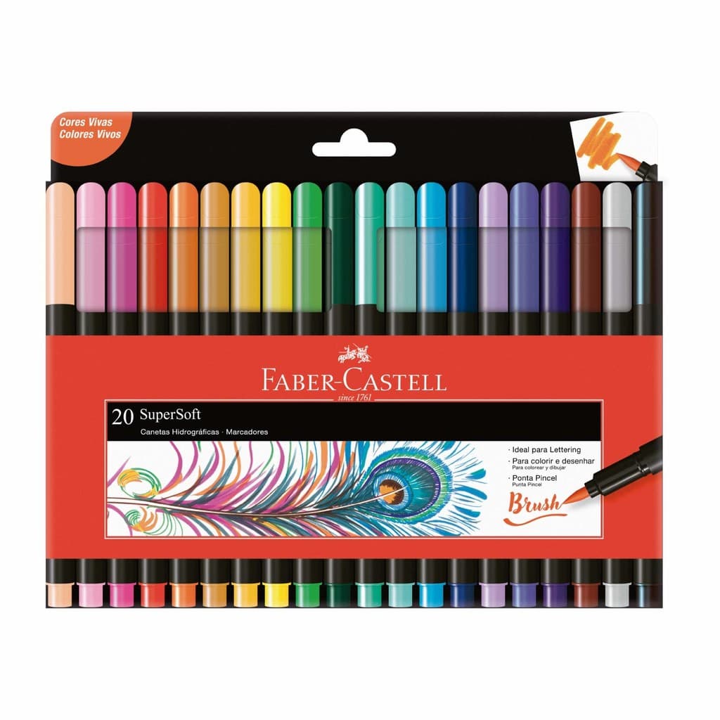 Caneta Marcador Brush Supersoft 20 Cores - Faber Castell