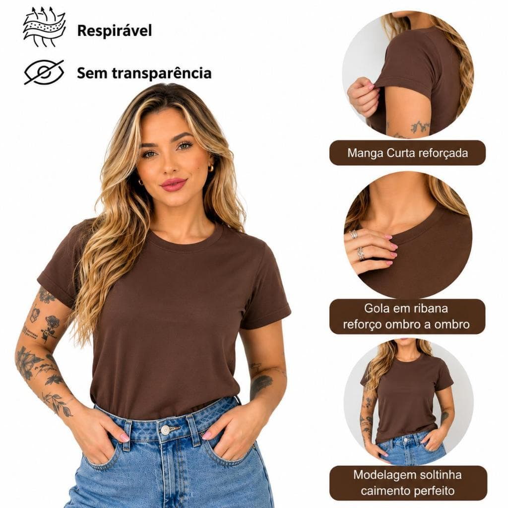 Camiseta T-shirt Lisa Sem Estampa Feminina e Masculina 100% Algodão Camisa Unissex