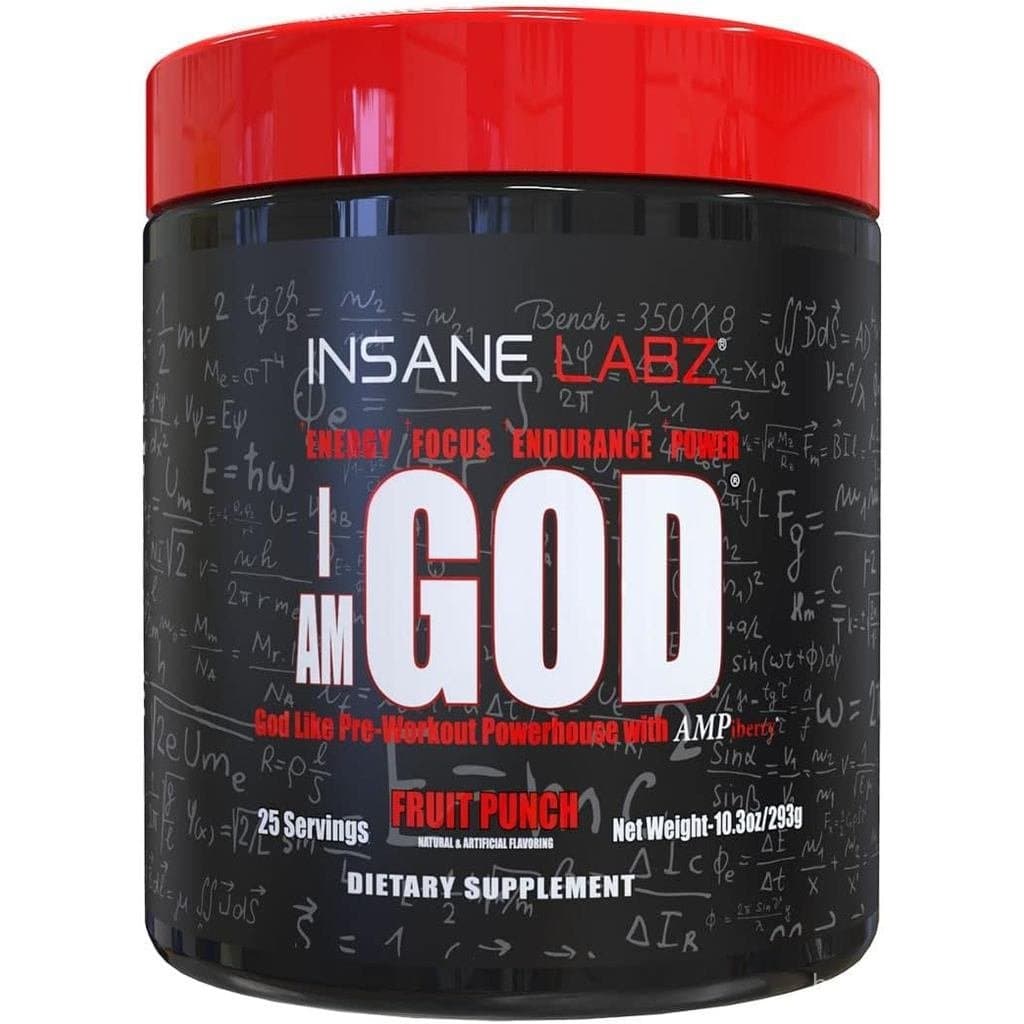 Insane Labz I am God Pré-Treino, Pó Pré-Treino de Alta Estimulação Carregado com Creatina e DMAE Bitartarato, Impulsiona