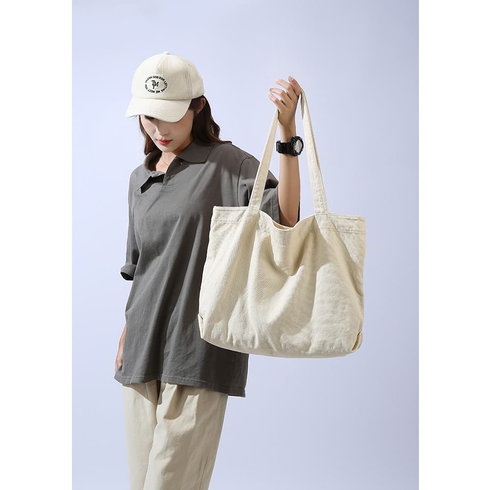 Grande saco de lona moda saco de compras estudante intelectual grande capacidade bolsa estilo japonês lavado cor sólida