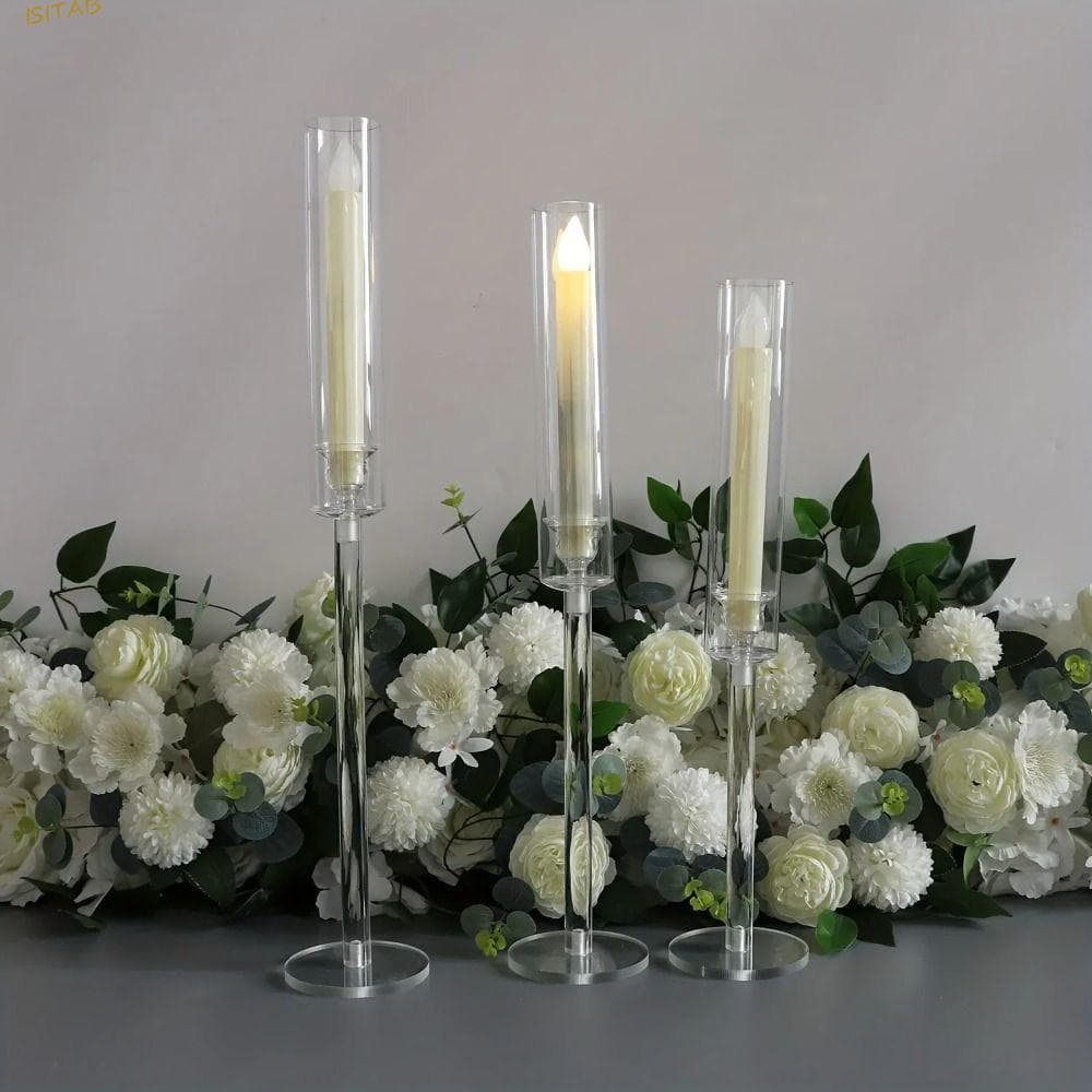 ISITAB 3 Pçs/set Castiçais De Cristal , Castiçal Delicado De Alta Qualidade , Candelabros De Chumbo De Estrada Transpare