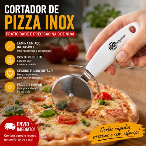 Cortador de Pizza em Aço Inox 19cm Roda Cortadora Corte Preciso e Cabo Ergonômico