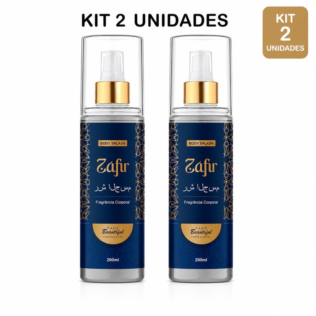 Kit 2 Body Splash Árabe Zafir Original 200ml Perfume Corporal Alta Fixação - Face Beautiful