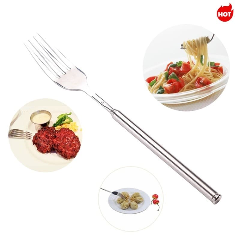< LA > Garfo Extensível Telescópico Inoxidável Para Jantar , Sobremesa De Frutas , Talheres Longos Churrasco , De Carne