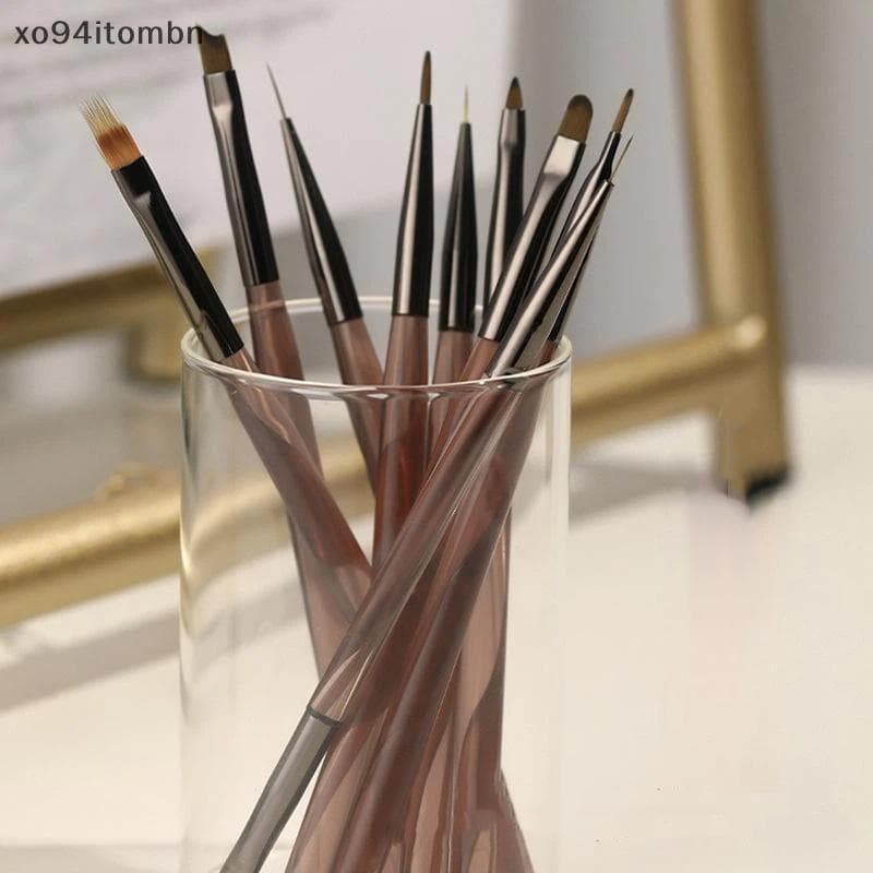 itens 9 Unidades De Conjunto De Pincéis De Unhas Acrílicas Em Gel UV Para Escultura , Extensão De Pintura , Salão De Bel