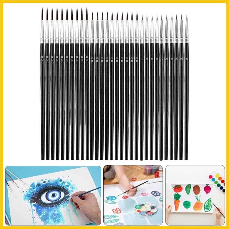 30 Peças Pincéis Finos 3 Tamanhos Pequenos Detalhes Pincel Desenho Suprimentos
