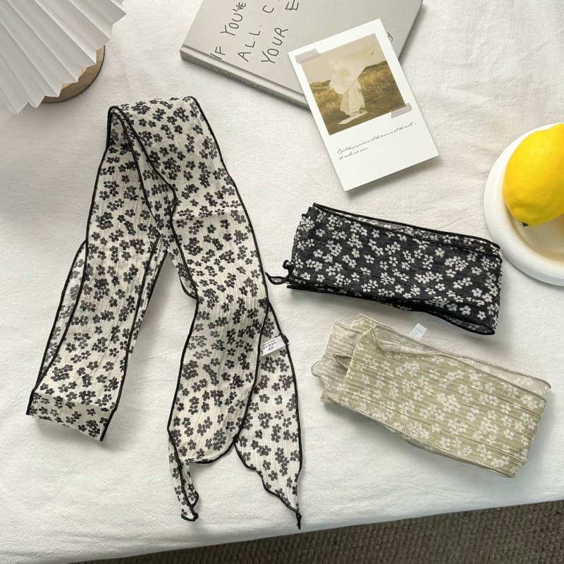 Estilo coreano fresco Floral longo listrado lenço de seda feminino primavera verão leve High-End macio pescoço proteção