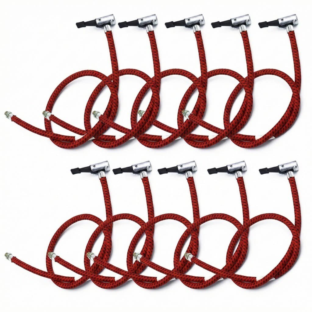 Kit 10 Mangueira Bico Reparo Bomba De Ar Encher Pneu 70cm
