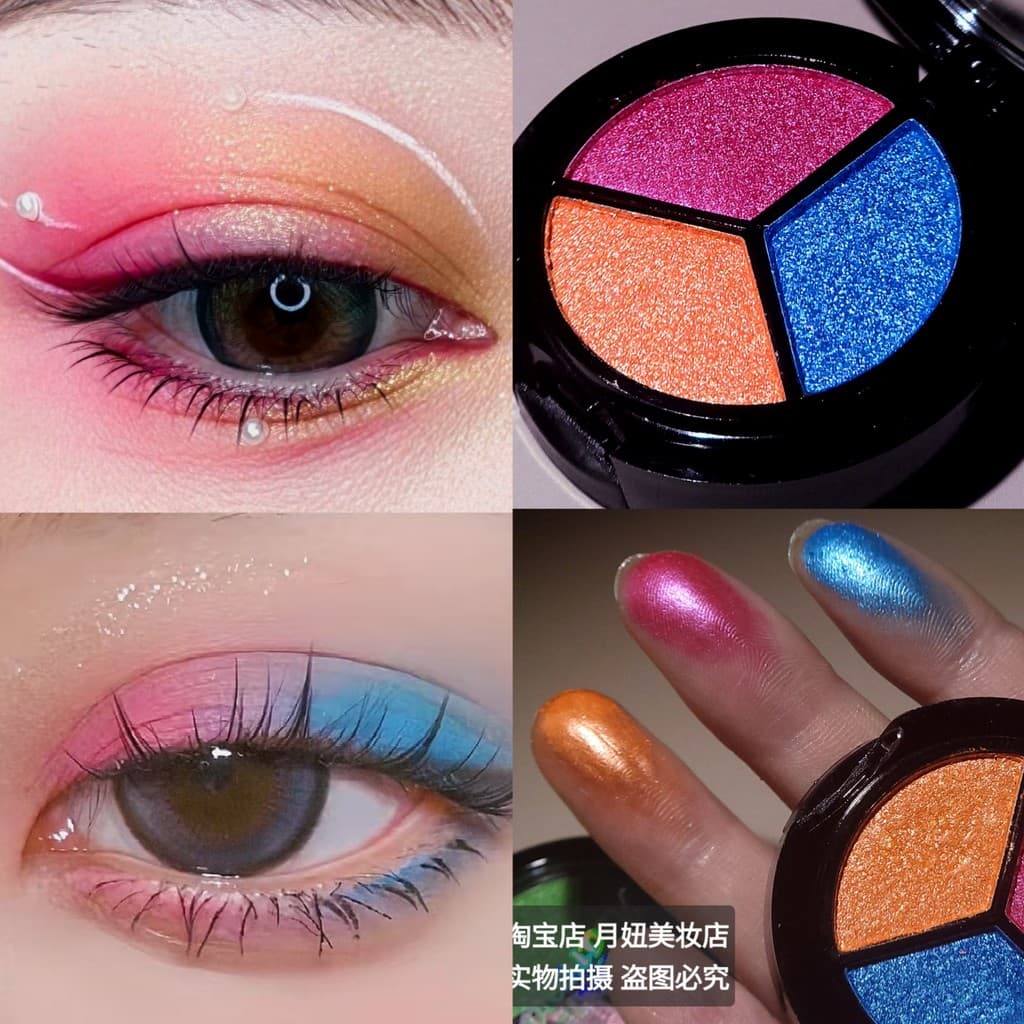 Performance palco maquiagem maquiagem paleta de sombras especiais colorido cor laranja vermelho azul dourado verde roxo