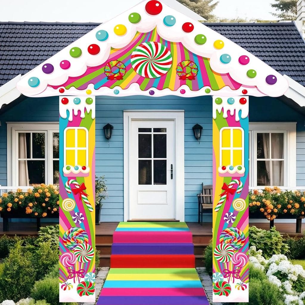 Faixa Decorativa para Porta da Casa de Doces Namalu, Decorações de Festa, 3 Faixas Decorativas com Tema de Doces e 30 Ad