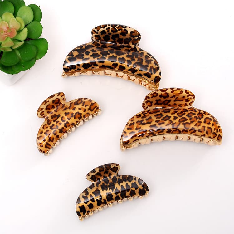 Estilo coreano leopardo impressão grampo de cabelo feminino verão meia gravata grampo de cabelo grande tamanho pequeno e