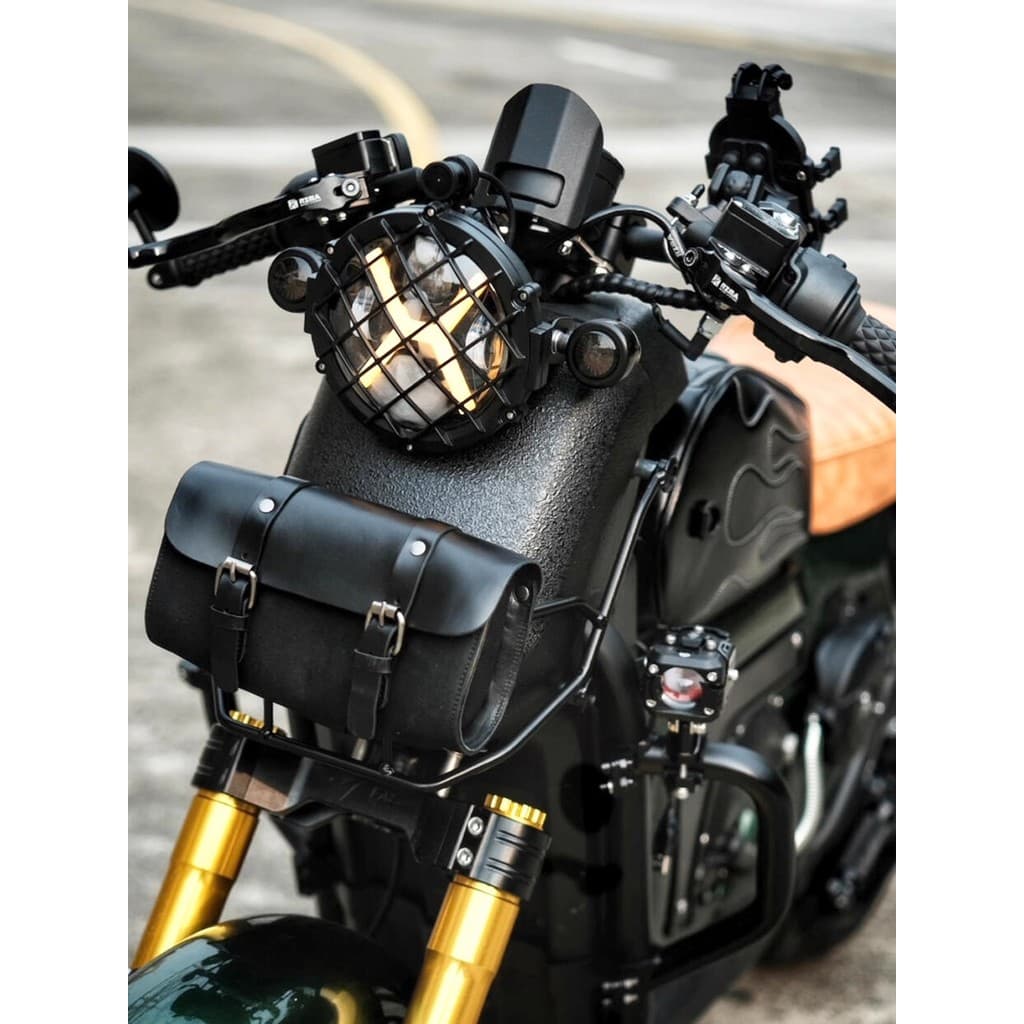 Retro veículo elétrico saco locomotiva cabeça borda saco de couro com lona respingo à prova dwaterproof água ferramenta