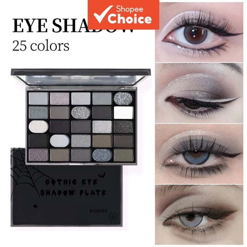 Paleta de Sombras Gótica 25 Cores KAXIER – acabamento matte e cintilante, efeito smoky, acompanha pincel
