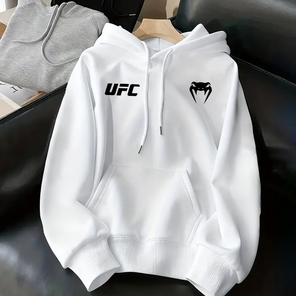 Moletom Canguru Flanelado Unissex 100% Algodão Com Capuz Quentinho Ideal Para Dias Frios UFC Artes Marciais MMA