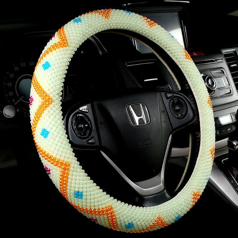 Capa para volante de carro, contas artesanais de verão, novo [série de contas luminosas de jaspe] antiderrapante, anti-e