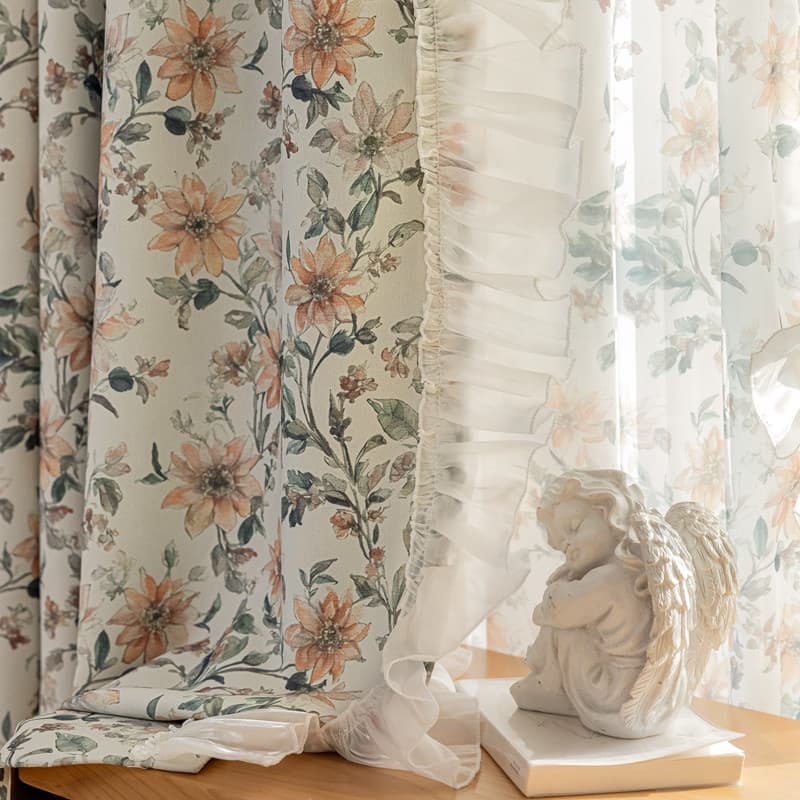 Novo americano Pastoral Chenille renda sala de estar varanda quarto filha isolamento térmico Blackout produto acabado co