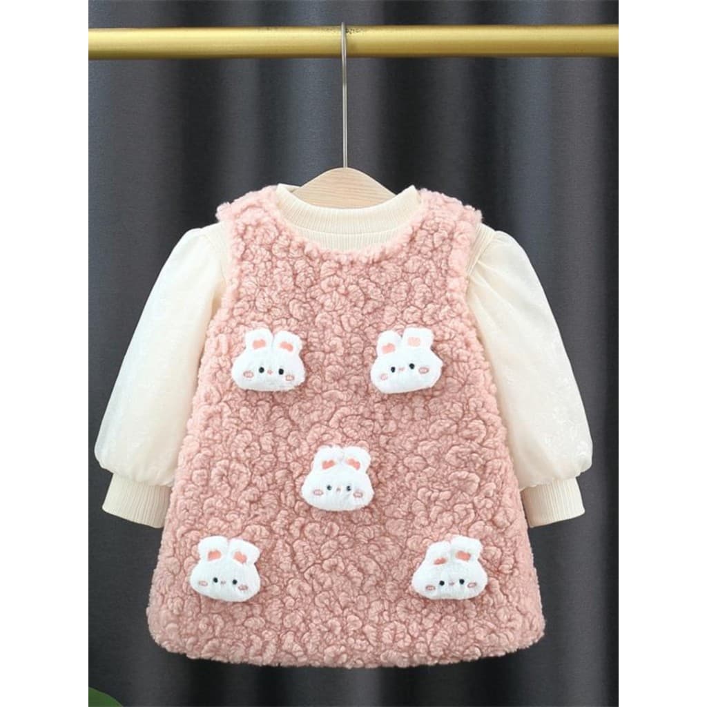 Meninas roupas de inverno forro de lã vestido de duas peças terno roupas de bebê crianças outono inverno estilo grosso e