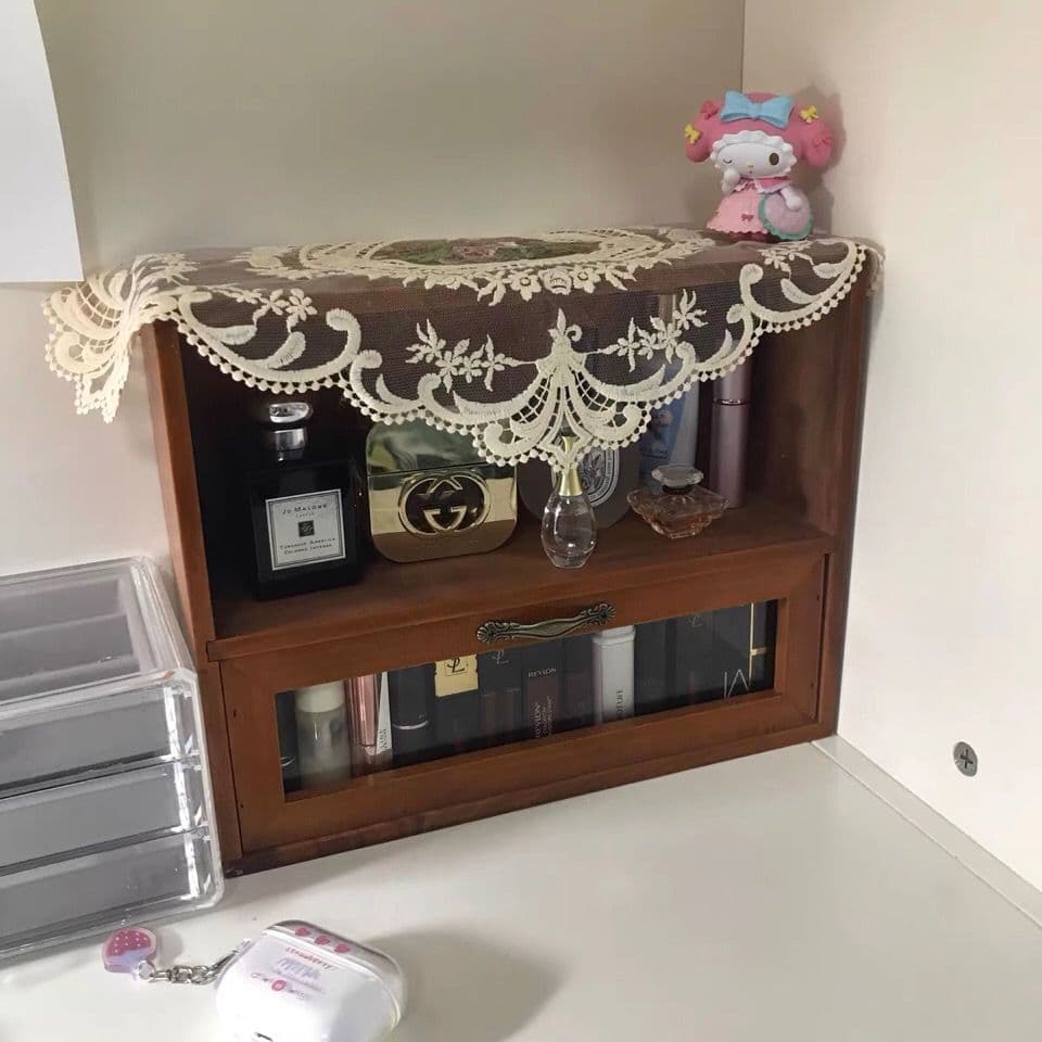 Armário de armazenamento Retro ins madeira profunda cosméticos armazenamento pequeno armário prateleira jóias vintage ar