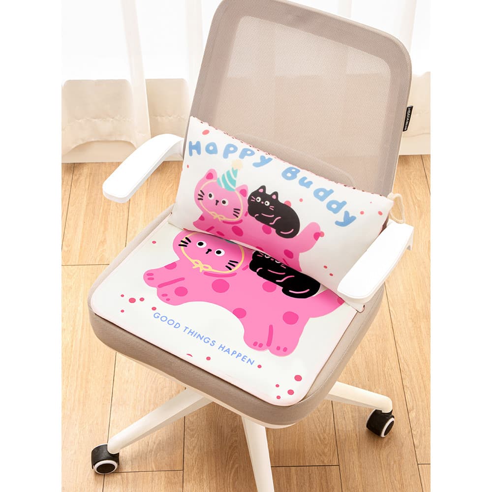 Almofada de seda gelo dos desenhos animados dos desenhos animados verão escritório sedentário respirável cadeira almofad