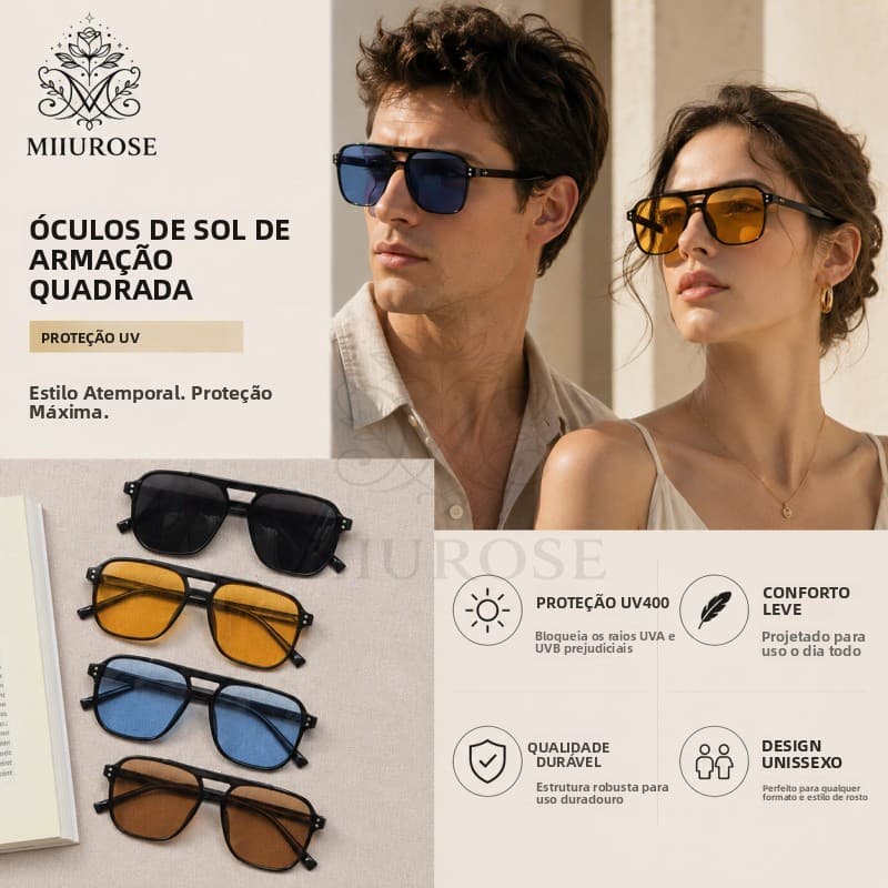 Óculos de Sol Retrô MIIUROSE - 3 Peças, Armação Grande, Proteção UV, Lentes Oceânicas. Moda Minimalista Unissex