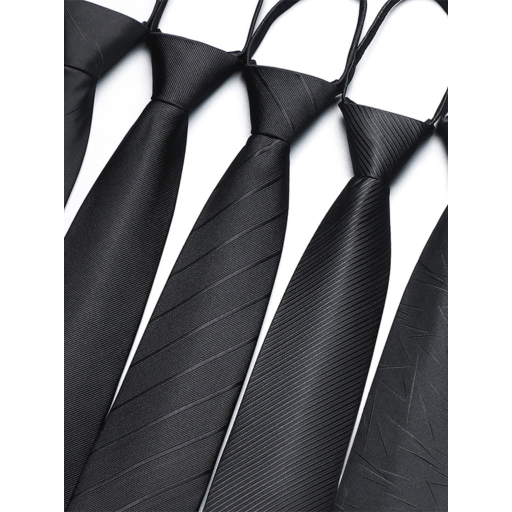 Gravata Formal masculina com zíper, gravata para noivo de casamento, preto puro, linhas finas, versão coreana, gravata e