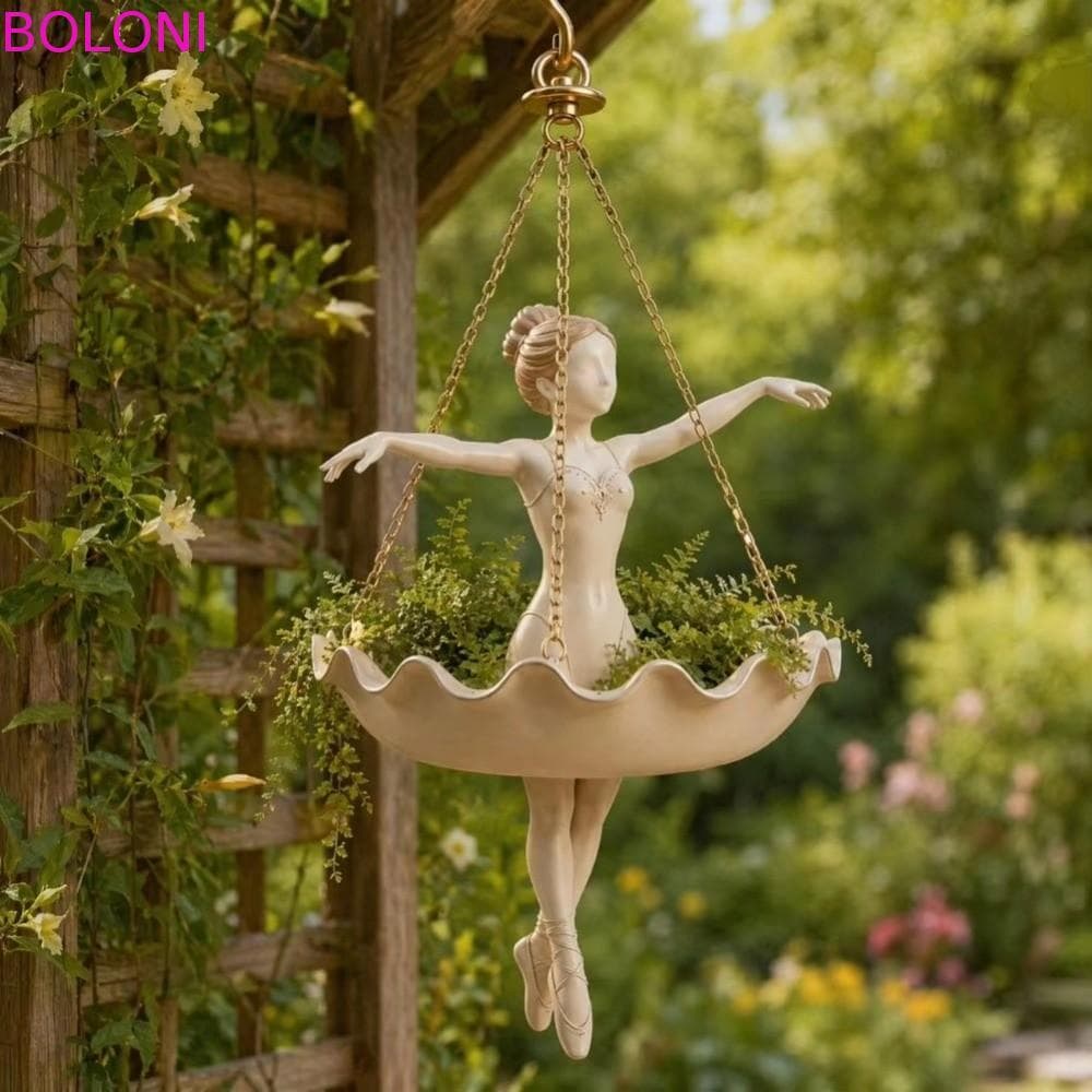BOLONI Ballet Dancer Plantador Suspenso , Vaso De Flores De Fada Esculpido À Mão Em Resina , Resistente Às Intempéries