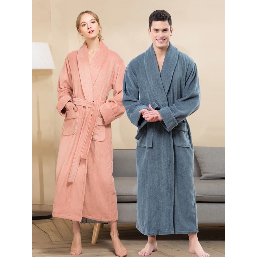 Roupão de banho de algodão puro adulto feminino Material de toalha masculino absorve água roupão de secagem rápida toalh