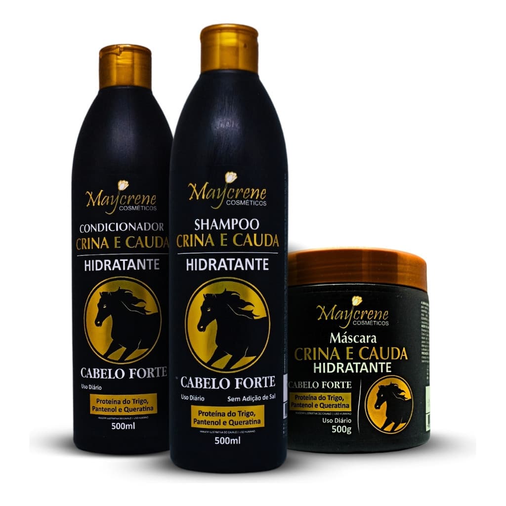Kit Crina E Cauda 500ml Maycrene - Shampoo + Condicionador + Máscara capilar