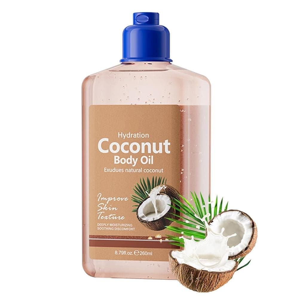 Óleo Corporal de Coco para Hidratação e Nutrição, Óleo Corporal de Rápida Absorção e Não Oleoso com Vitamina E, Hidratan