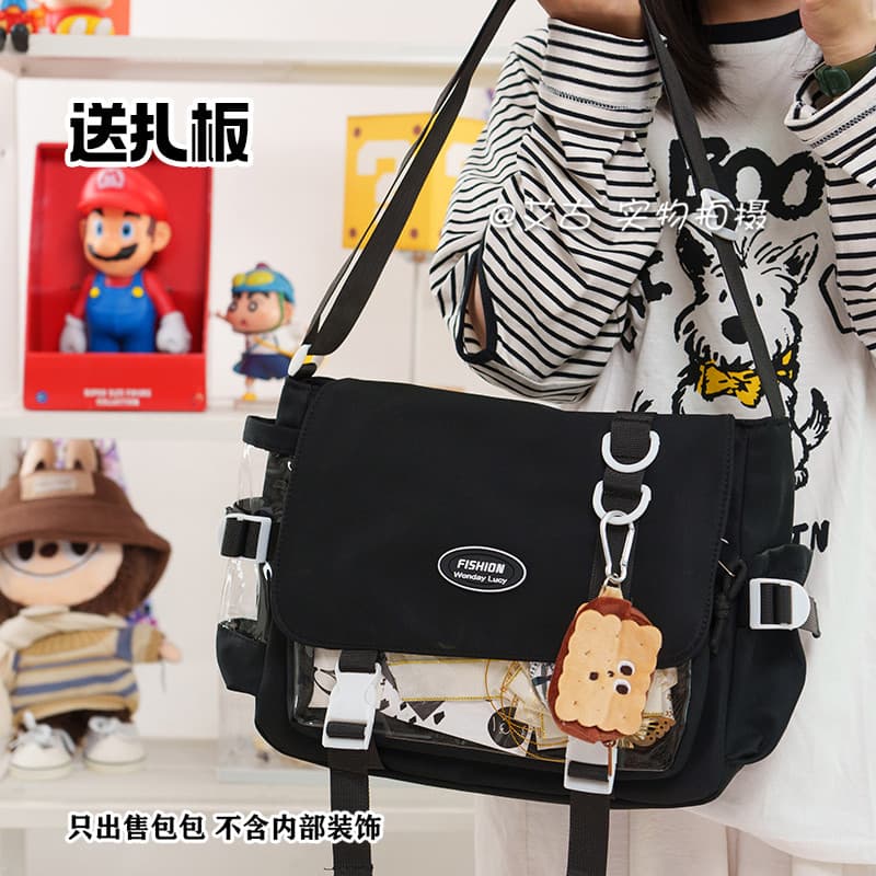 Estilo preguiçoso mochila de um ombro barra estilo japonês saco de dor bidimensional feminino nicho saco do mensageiro e