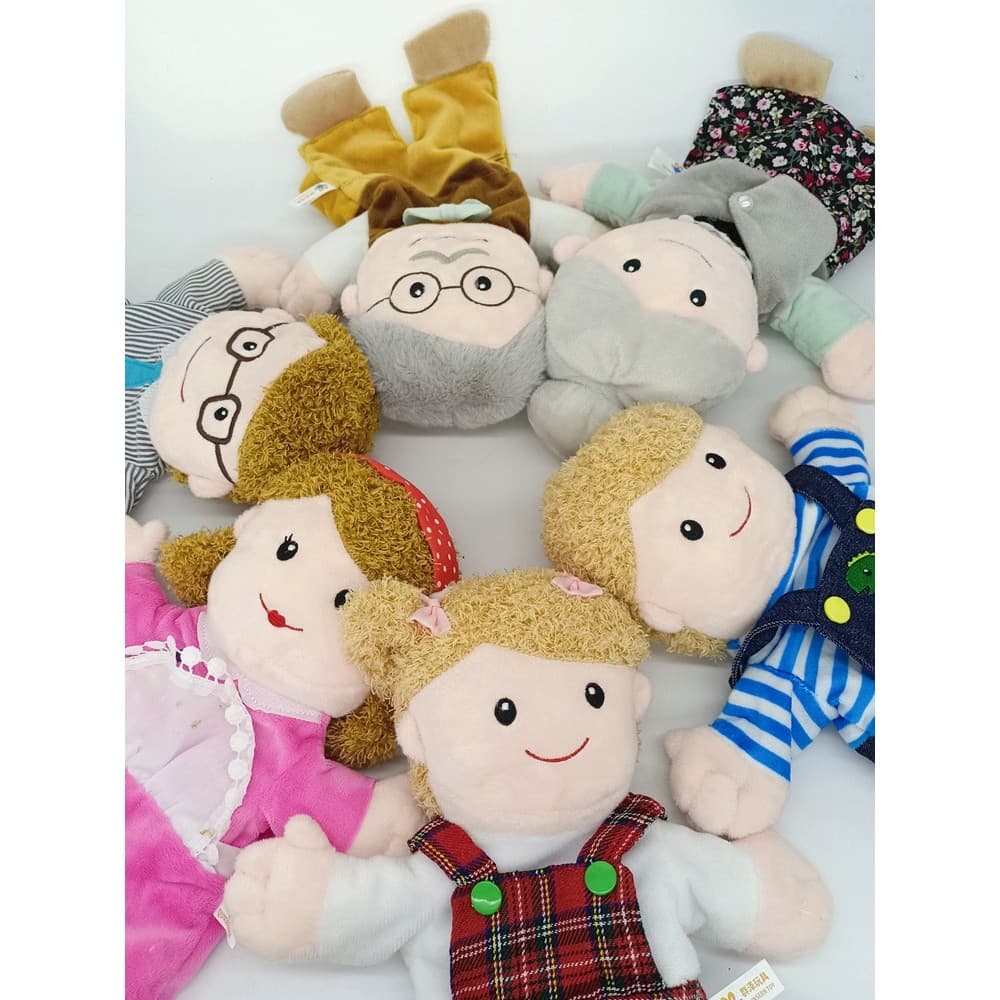 Família mão fantoche boneca brinquedo de pelúcia personagem conjunto dedo boneca desempenho do jardim de infância Storyt