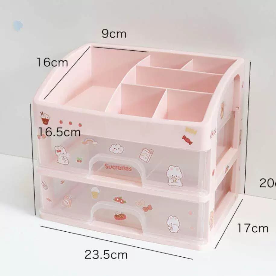 Dormitório estudantil mesa papelaria Multi-camada caixa de armazenamento de cosméticos tipo gaveta de mesa plástico tran