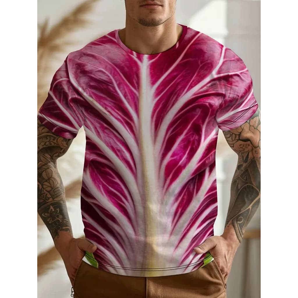 Engraçado Repolho Alface Camisetas Vegetais Impressão 3D Das Mulheres Dos Homens Manga Curta T Camisa Harajuku Topos De