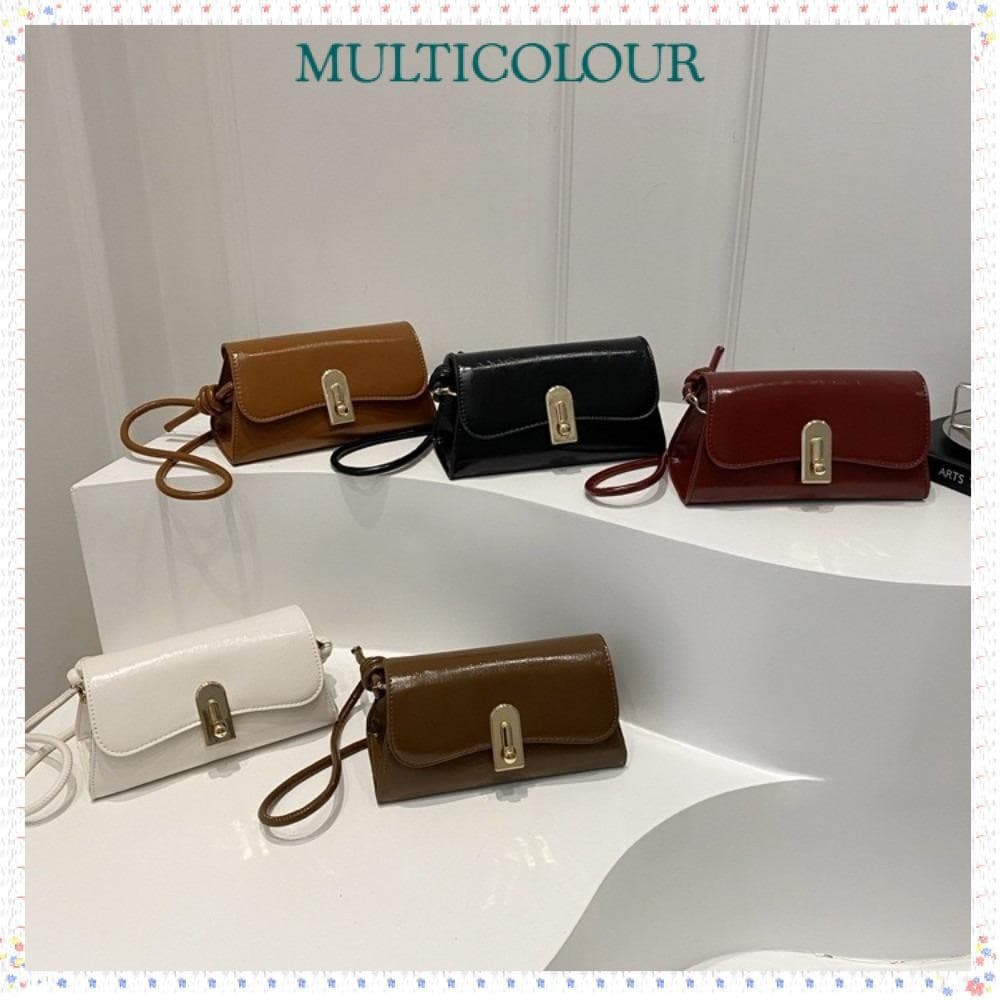 Bolsa Quadrada Multicolor , De Ombro Pequena Vermelha Vinho Crossbody De Couro Estilo Retrô Outono Inverno